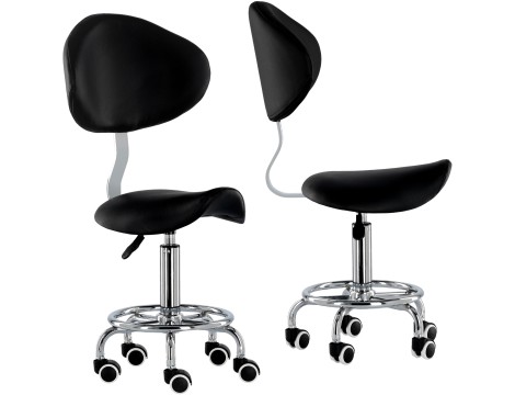 Табуретка за козметични процедури седалка стол с облегалка Роди Черно