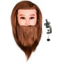 Глава на мъжка фризьорска кукла Джеймс Браун с брада 40см естествена коса държач за тренировка