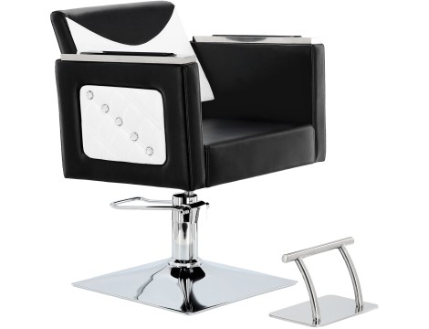 Eve черен/бял бръснарски комплект за миене и 2 x бръснарски стол хидравлична въртяща се поставка за крака за фризьорски салон пералня подвижна керамична купа фитинги батерия слушалка - 3