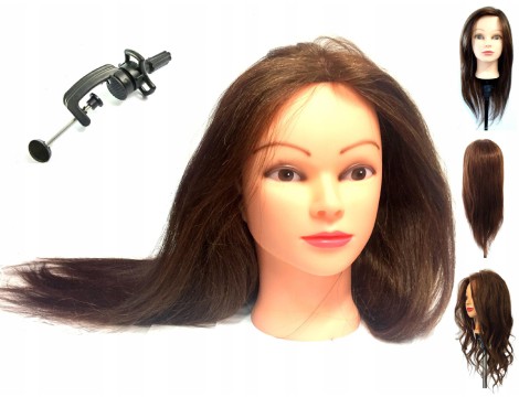 Глава на дамска фризьорска тренировъчна глава 55см естествена коса държач
