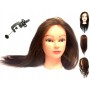 Глава на дамска фризьорска тренировъчна глава 55см естествена коса държач