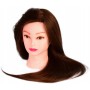 Учебна глава Ela 60 cm кафява, естествена коса + дръжка, фризьорска глава за разресване, учебна глава - 2