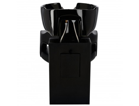 Laura Black Комплект фризьорски умивалник и 2 x въртящ се хидравличен фризьорски стол за фризьорски салон миялна машина подвижна купа керамичен смесител слушалка - 5