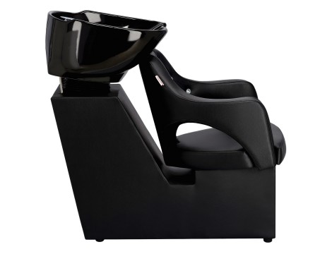 Laura Black Комплект фризьорски умивалник и 2 x въртящ се хидравличен фризьорски стол за фризьорски салон миялна машина подвижна купа керамичен смесител слушалка - 4