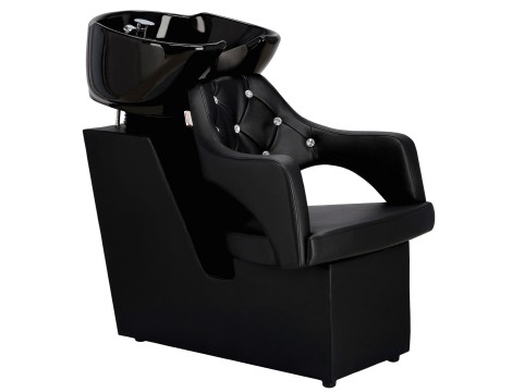 Laura Black Комплект фризьорски умивалник и 2 x въртящ се хидравличен фризьорски стол за фризьорски салон миялна машина подвижна купа керамичен смесител слушалка - 2