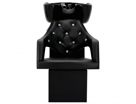 Laura Black Комплект фризьорски умивалник и 2 x въртящ се хидравличен фризьорски стол за фризьорски салон миялна машина подвижна купа керамичен смесител слушалка - 6