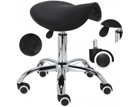 Столче за козметични процедури тип седло Calissimo, черно
