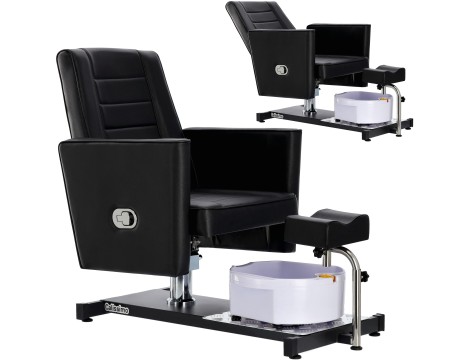 Козметична столичка за педикюр King с масажор за крака за СПА салон в черно