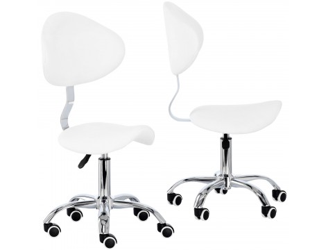Столче за козметичен салон седалка с облегалка бяло