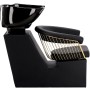 Zoe Gold Комплект фризьорски умивалник и 2 x въртящ се хидравличен фризьорски стол за фризьорски салон + табуретка за крака миялна машина подвижна купа керамична смесителна батерия - 4