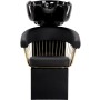 Zoe Gold Комплект фризьорски умивалник и 2 x въртящ се хидравличен фризьорски стол за фризьорски салон + табуретка за крака миялна машина подвижна купа керамична смесителна батерия - 5