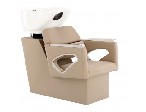 Bianka Комплект фризьорска пералня и 2 x фризьорски стол хидравлична въртяща се поставка за крака за фризьорски салон пералня подвижна керамична купа фитинги батерия слушалка - 2