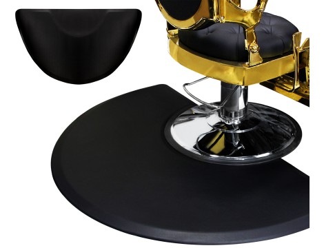 Професионална противоплъзгаща фризьорска постелка, полукръгла, черна, под фризьорския стол