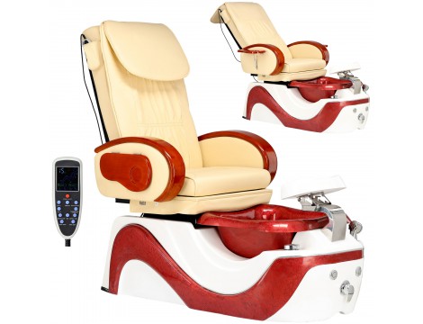 Електрически козметичен стол с масаж за педикюр на краката в СПА салони кремав