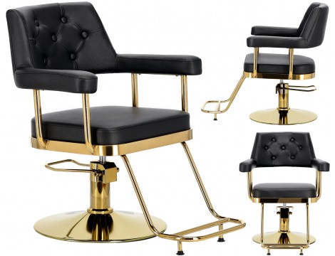 Стол за косене Ezra хидравличен въртящ се за фризьорски салон Хромирана подложка фризьорско столче