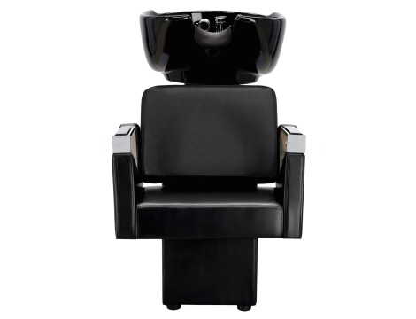 Tomas Комплект черна фризьорска мивка и 2 x фризьорски стол хидравлична въртяща се табуретка за фризьорски салон миялна машина подвижна купа керамична смесителна батерия слушалка - 7