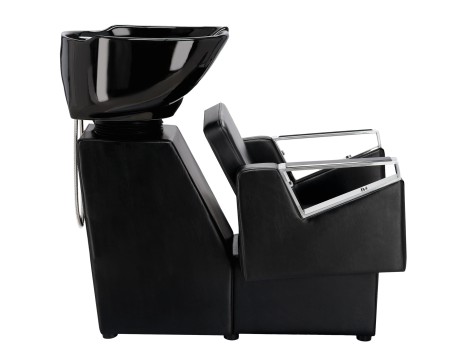 Tomas Комплект черна фризьорска мивка и 2 x фризьорски стол хидравлична въртяща се табуретка за фризьорски салон миялна машина подвижна купа керамична смесителна батерия слушалка - 6