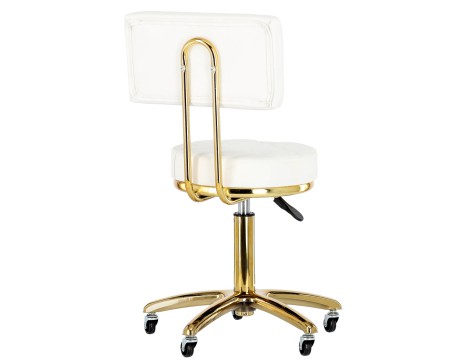 Столче за козметичен салон с облегалка, бял фризьорски стол с въртящ се облегалка за салон - 4