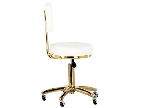 Столче за козметичен салон с облегалка, бял фризьорски стол с въртящ се облегалка за салон - 3