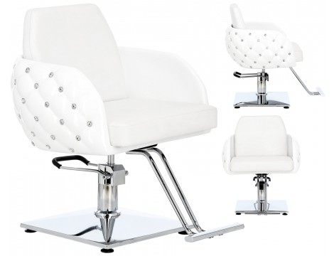 Стол за косене Leo хидравличен въртящ се за фризьорски салон Хромирана подложка фризьорско столче
