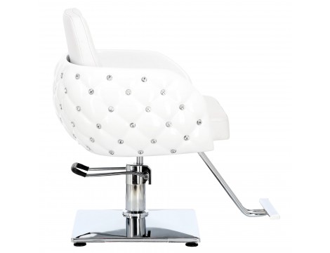 Стол за косене Leo хидравличен въртящ се за фризьорски салон Хромирана подложка фризьорско столче - 3