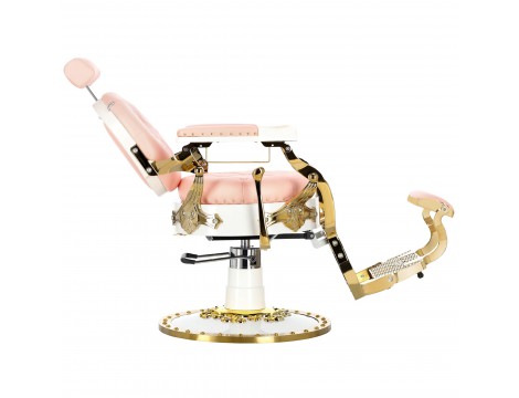 Хидравличен фризьорски стол за фризьорски салон и барбершоп Pink Jack Barberking - 7