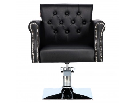 Черен комплект за фризьорски салон Kiva и 2бр. въртящи се хидравлични фризьорски столове за фризьорски салон с подвижен керамичен чин и смесител за батерията на душа. - 4