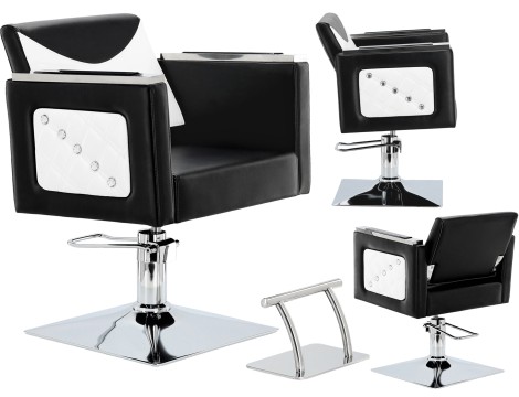Стол за косене Eve хидравличен въртящ се за фризьорски салон Хромирана подложка фризьорско столче