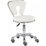 Табуретка за козметични процедури седалка стол с облегалка бял - 2