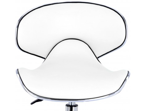 Табуретка за козметични процедури седалка стол с облегалка бял - 5