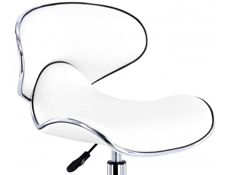 Табуретка за козметични процедури седалка стол с облегалка бял - 4