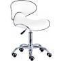 Табуретка за козметични процедури седалка стол с облегалка бял - 6