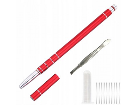 Бръсначка за бръснене, оловен молив, червен фризьорски контур за коса