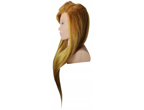 Глава за тренировка с бюст на Паула 80 см кафяв, естествена коса + дръжка, фризьорска глава за разресване, глава за упражнения - 3