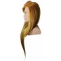 Глава за тренировка с бюст на Паула 80 см кафяв, естествена коса + дръжка, фризьорска глава за разресване, глава за упражнения - 3