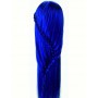 Тренировъчна глава Iza Blue 60cm, счовешка коса + дръжка, глава за трениране, фризьорски салон - 3