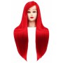 Тренировъчна глава Ilsa Red 80cm, счовешка коса + дръжка, глава за трениране, фризьорски салон - 2