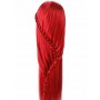 Тренировъчна глава Ilsa Red 90cm, счовешка коса + дръжка, глава за трениране, фризьорски салон - 3