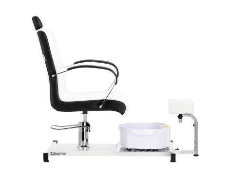 Козметичен стол за педикюр Luis с масажор за крака за спа салон в бяло и черно - 3