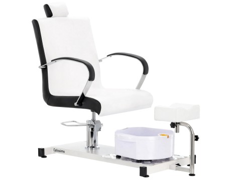 Козметичен стол за педикюр Luis с масажор за крака за спа салон в бяло и черно - 2