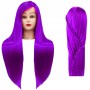 Тренировъчна глава Ilsa Purple 90cm, счовешка коса + дръжка, глава за трениране, фризьорски салон